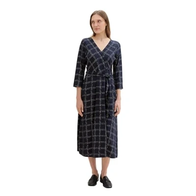 Image of TOM TAILOR Women&#039;s 1043685 Dress, 35889 Delicate Navy Check Design, 14
