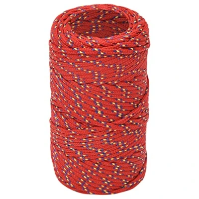 Image of vidaXL Red Boat Rope 2mm Thick, 50m Long Polypropylene for Sailing, Boating, Camping and Fishing Durable, Weather Resistant Easy to Handle