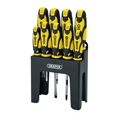 Image of Draper Soft Grip Screwdriver Set, Yellow (9 Piece)