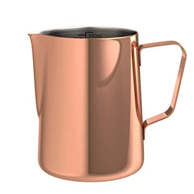 Image of bonVIVO Muvo Stainless Steel Milk Jug with Copper Finish, Frothing 330 ml, Barista Practical Scale, Frother for The Perfect Cappuccino Or Latte