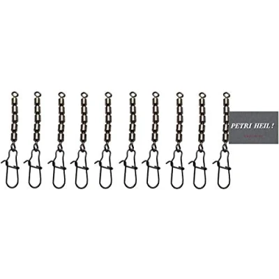 Image of Behr 5 fold swivels with carabiner snap trout swivel black nickel, size 10, 12 kg + free Petri Heil! sticker