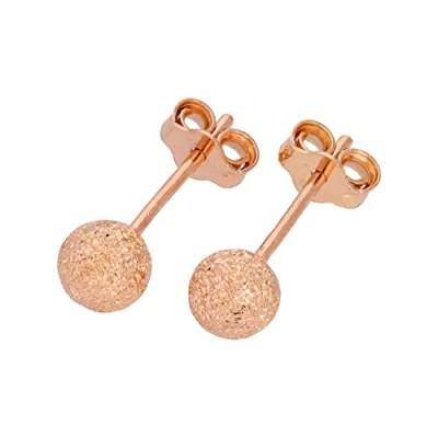 Image of Rose Gold Dipped Frosted Sterling Silver Ball Stud Earrings 5mm