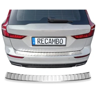 Image of RECAMBO Boot Sill Protector Stainless Steel High Gloss Polished Chrome Look Compatible with Volvo V60 2 from 2018 Onwards Styling and Protection for the Bumper