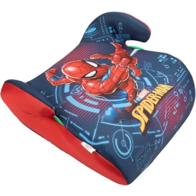 Image of Marvel Spiderman Booster seat for The Safety of Children with a Height from 125 to 150 cm Graphics Superhero on Blue Background