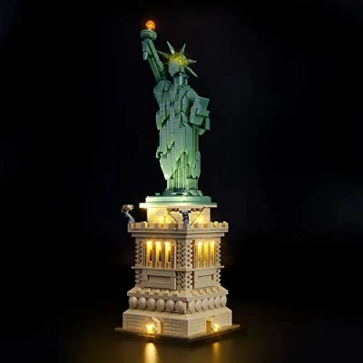 Image of Briksmax Led Lighting Kit for Architecture Statue of Liberty Compatible with Lego 21042 Building Blocks Model Not Include The Set