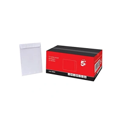 Image of 5 Star Envelopes Pocket Peel and Seal 100gsm White C4 Ref [Pack of 250]