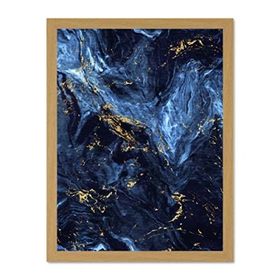 Image of Wee Blue Coo Abstract Dark Gold Swirl Large Framed Art Print Wall Poster 18x24 inch