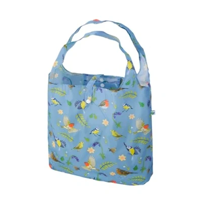 Image of ECO CHIC Lightweight Foldable Reusable Shopping Bag Water Resistant Tote (RSPB Birds Blue)