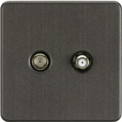 Image of KnightsBridge Screwless TV &amp; SAT Outlet (Isolated) Smoked Bronze