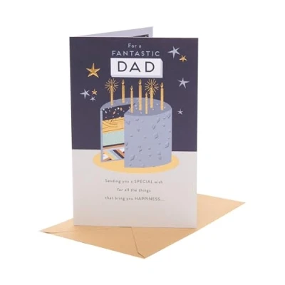 Image of UK Greetings Birthday Card for Dad Gold Foil Design