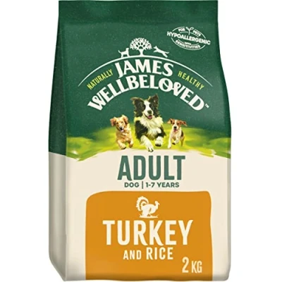 Image of James Wellbeloved Adult Turkey &amp; Rice 2 kg Bag, Hypoallergenic Dry Dog Food