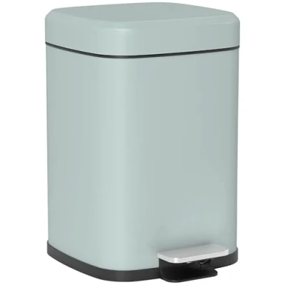 Image of HOMCOM 12 Litre Pedal Bin, Fingerprint Proof Kitchen Bin with Soft close Lid, Metal Rubbish Foot and Removable Inner Bucket, Light Green
