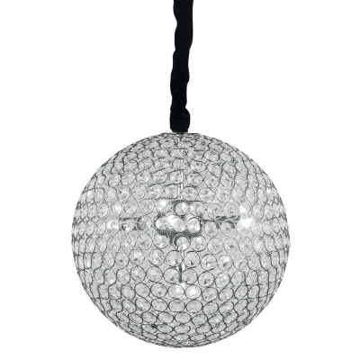 Image of PLANET 5 Light Spherical Pendant Ceiling Chrome, Crystals 35cm