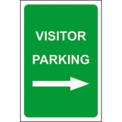 Image of Visitor parking arrow right safety sign 3mm Aluminium 400mm x 300mm