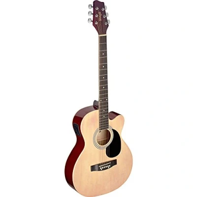 Image of Stagg SA20ACE NAT Auditorium Cutaway Electro Acoustic Guitar Natural Brown