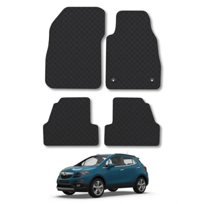 Image of 5mm Rubber Car Mats Compatible With Vauxhall Mokka (2012 2019) Tailored Fit Floor Set Accessory Custom Anti Slip Backing Heavy Duty Waterproof Easy Clean Durable All Weather Full Coverage
