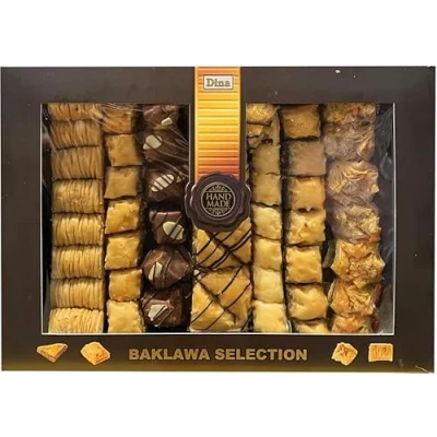 Image of Dina Baklawa Baklava Selection Homemade Sweets Cashew Walnut Pistachio Nuts Chocolate Assorted Pack 1kg