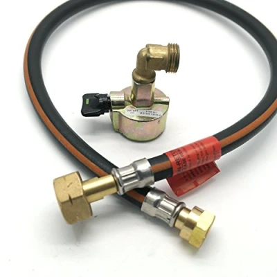 Image of Huddersfield Gas 27mm Cylinder Adaptor &amp; .75m (30&quot;) Caravan Pigtail Hose Kit Fits Calor Flogas