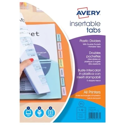 Image of Avery 798770 12 Tabs Personalizable Pocket Divider