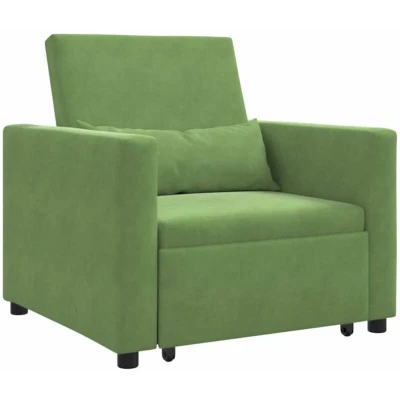 Image of vidaXL 3 in 1 Single Sofa Bed Convertible Light Green Velvet