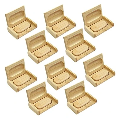 Image of A Plus+ 10PCS 16GB Wooden USB Memory Sticks with 10 Boxes Gift in Bulk