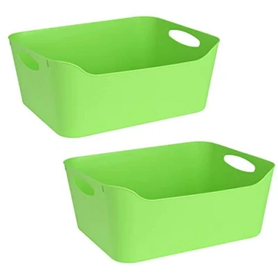 Image of Guaranteed4Less Washing Cleaning Storage Toy Basket Flexible Trug Laundry Clothes Builders Tools (Green, 2)