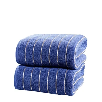 Image of Rapport Home Two Piece Navy/Gold Striped Towel 100% Cotton, 2pc Bale