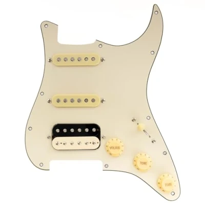 Image of Musiclily Pro SE ST HSS 60SE Pre wired Standard Pickguard with Alnico 5 Magnet Pickups Way Super Switch for Style Electric Guitar, 3ply Cream