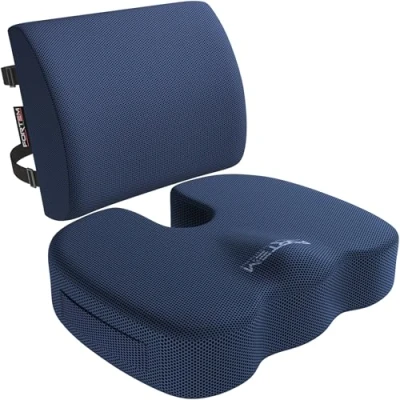Image of FORTEM Office Chair Cushion and Back Support for Chair, Lumbar Cushion, Memory Foam Seat Non Slip Sitting Rest Gaming, Car Pad(Red Mesh)