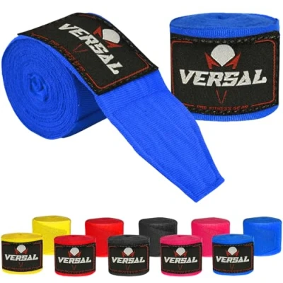 Image of VERSAL Boxing Hand Wraps 4 Meter Inner Gloves Bandages Wrist Support Under Mitts Knuckle Fist Protector MMA Muay Thai Kickboxing Handwraps for Martial Arts Training Gym Workout (Blue)