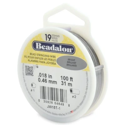 Image of Beadalon Stainless Steel Bead Stringing Wire, Bright, .18 in / 0.46 mm
