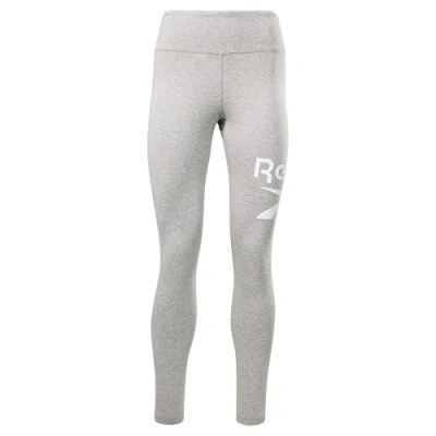 Image of Reebok Women&#039;s Identity Logo Cotton Leggings Medium Grey Heather/White/White M