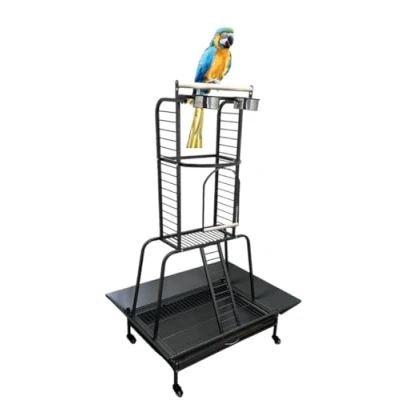 Image of WUNDAPETS BUCKINGHAM ANTIQUE BLACK PARROT STAND BIRD METAL PLAY PERCH