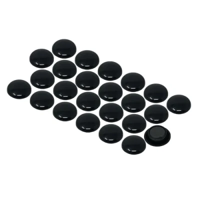 Image of Medium Black Planning Office Magnets for Fridge, Whiteboard, Noticeboard, Filing Cabinet Pack of 12