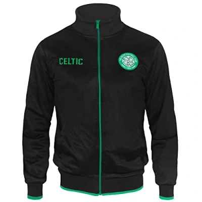 Image of Celtic FC Official Football Gift Mens Retro Track Top Jacket Black 3XL