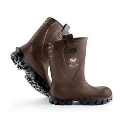 Image of Men Safety Wellington Rigger Boots: Steel Toe Cap, Half Height, Midsole Protection, Pull on Loops, Kick Off spur, Waterproof, SRC Sole, Dry and Warm feet, Inner Lining, Brown, Size 6 Mens