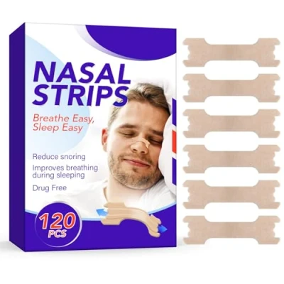 Image of REBODUM Nasal Strips, 120 Pieces Drug Free Nose Strips to Stop Snoring and Relieve Congestion Improves Sleep Anti Snore 1.0 count