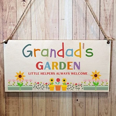 Image of Second Ave Grandad&#039;s Garden Wooden Hanging Gift Rectangle Sign Plaque Father&#039;s Day Birthday