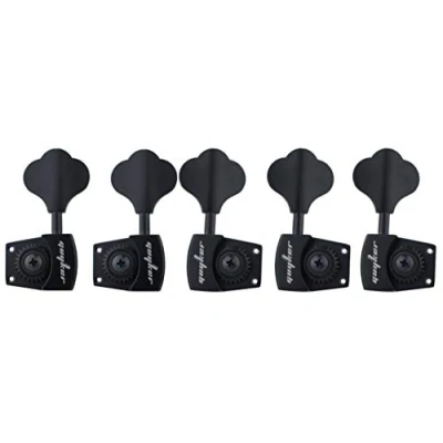 Image of Guyker Bass Tuners (3R + 2L) 1:26 Ratio Open Gear Tuning Key Pegs Machine Head Replacement for Electric Jazz Guitar or Precision Instruments Black
