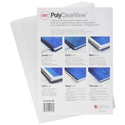 Image of GBC PolyClearView Binding Covers 200 micron A4 Frosted Clear (100 Pack)