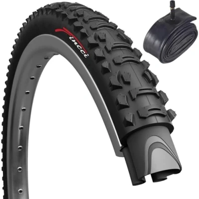 Image of Fincci Set 26 x 1.95 Inch 50 559 Foldable 60 TPI Tyre with Schrader Valve Inner Tube for MTB Mountain Hybrid Bike Bicycle