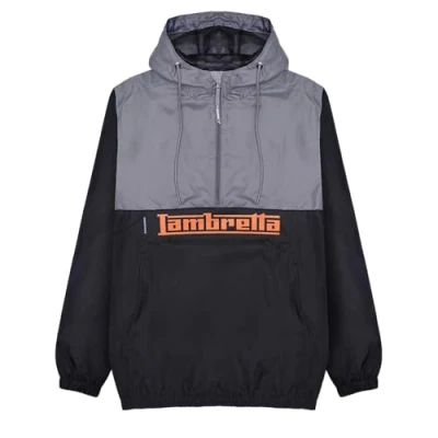 Image of Lambretta Mens Over The Head Scooter Windbreaker Jacket Black/Grey XL