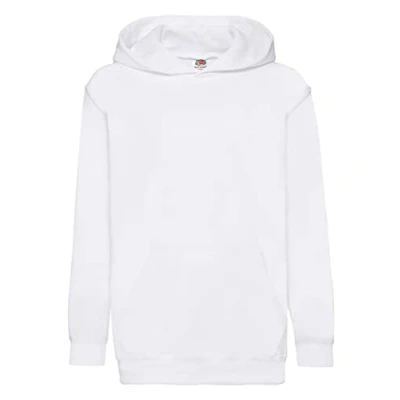 Image of Fruit of the Loom Unisex Kids Pull over Classic Hooded Sweat, White, 12 13 Years (Manufacturer Size:34)