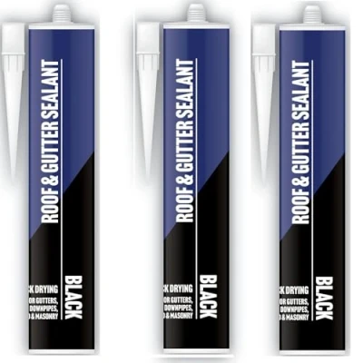 Image of 3 X Cartridge silicone sealant easy to apply indoor &amp; outdoor multi use all purpose acrylic white clear Black brown (3x Roof Gutter Sealant)