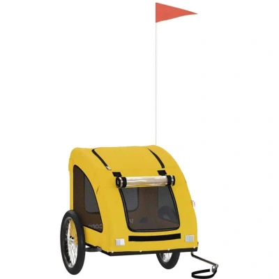 Image of vidaXL Pet Bike Trailer Yellow Oxford Fabric and Iron