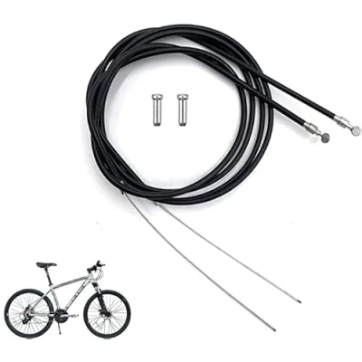 Image of Hmseng Bike Brake Cables, Front Rear Mountain Bicycle Wire Set, for Road and Common Bike, with 2 Cable end crimps 1 Pairs