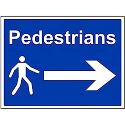 Image of V Safety Mandatory General Pedestrians, Arrow Right 400 X 300mm