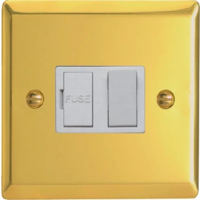 Image of Varilight 1G 13A Switched Fused Spur Victorian Brass XV6W