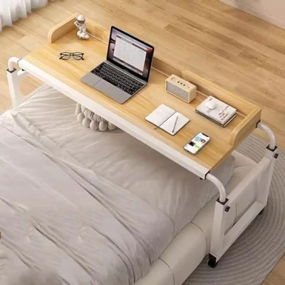 Image of ZHFASDS Mobile Hospital Table With Wheels，Mobile Desk Adjustable Height Overbed Computer Workstation Food Tray Rolling Medical Bedside Wheels(Color:Wood)