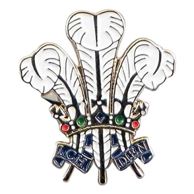 Image of Metal Enamel Pin Badge Prince of Wales Plume Feathers Triple Trio Three